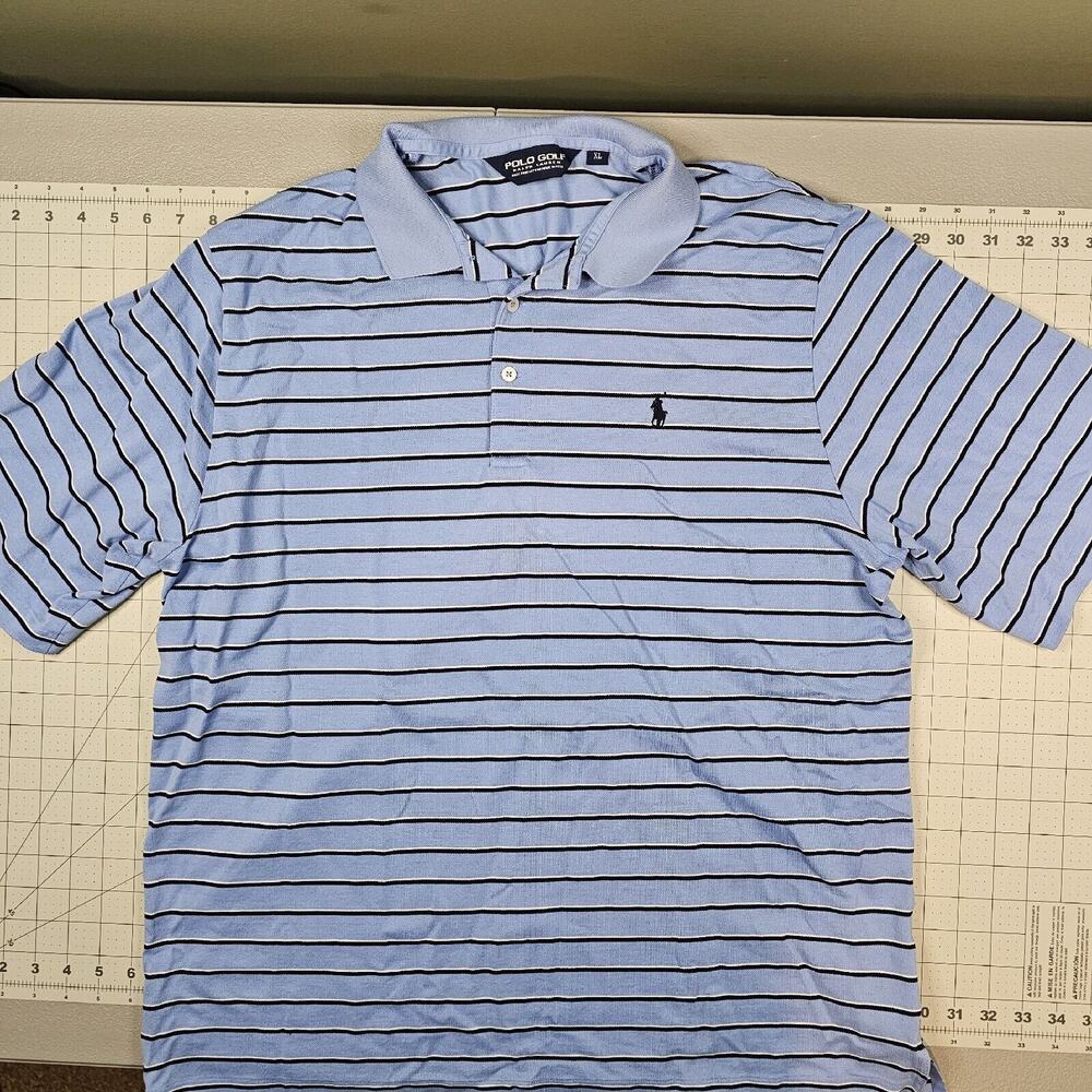 Vintage Polo Golf Shirt XL Ralph Pima Peru Striped Stretch Preppy Academia
